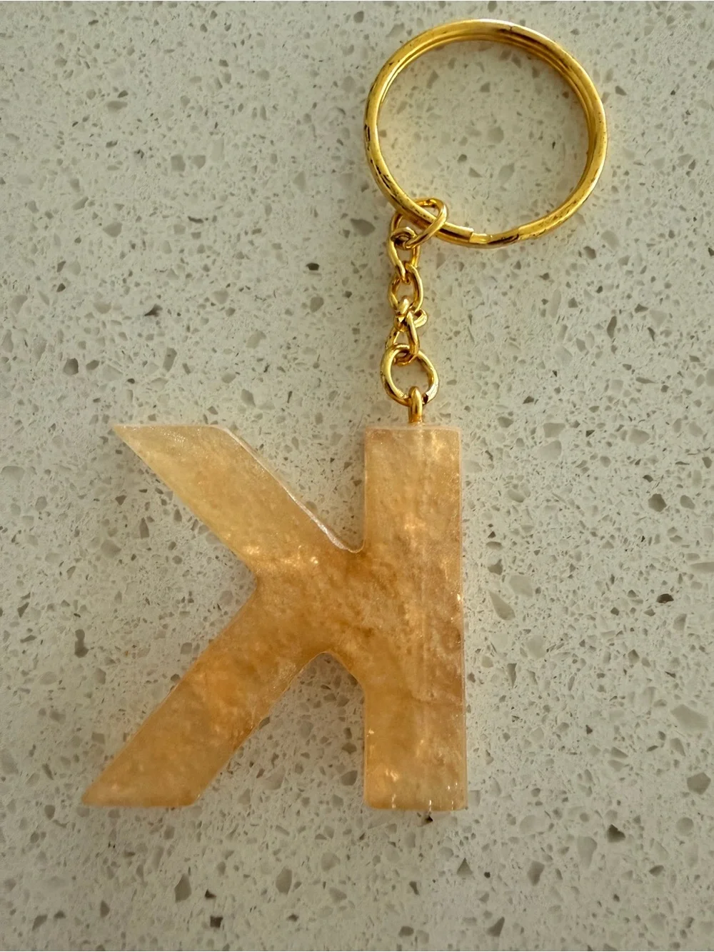 Gold Flake Letter K Keychain - Women's Accessory